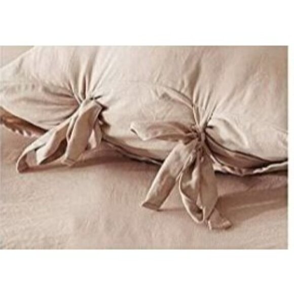 KHAKI Duvet Cover Queen Size NWT Soft Comforter Cover with Boho Bowknot Bow Tie - Picture 5 of 7